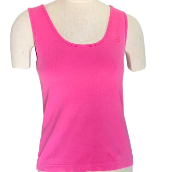 Adidas Ribbed Knit Tank Top with Shelf Bra Sz L Pink #1V - Picture 3 of 8